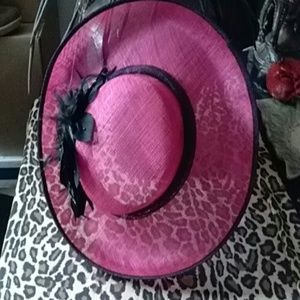 Beautiful rich dark pink straw hat