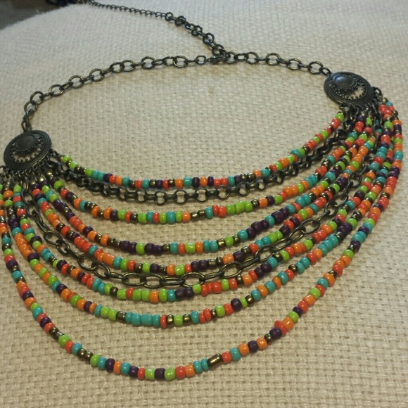 Multi colored statement necklace