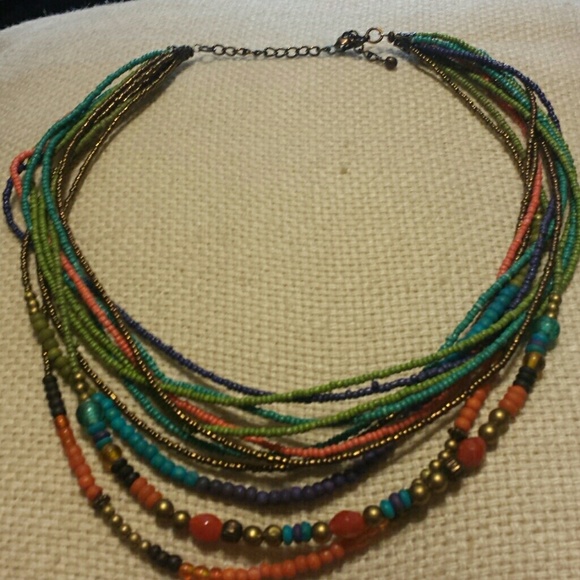 Multi colored statement necklace