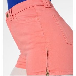 AA stretch high waist side zipper shorts