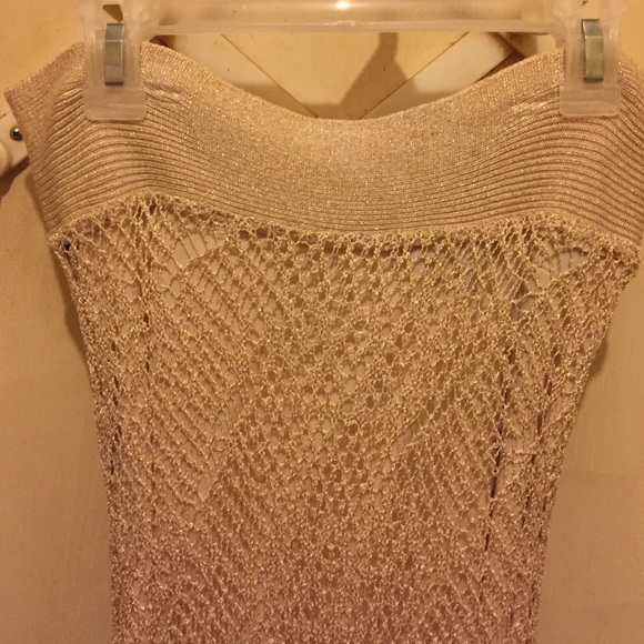 ♦️SOLD♦️👍 Bebe Tan Strapless Crochet dress - Picture 2 of 4