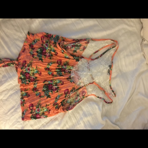 Coral Floral Crop top