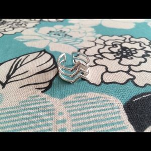 Pave Chevron Ring - Silver