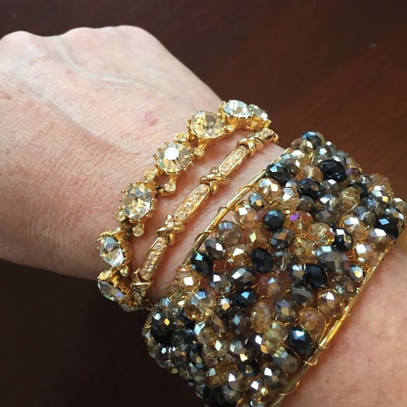 Gold vermeil sterling silver tennis bracelet - Picture 2 of 4