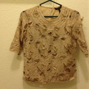 BCBG maxazria cream flower shirt