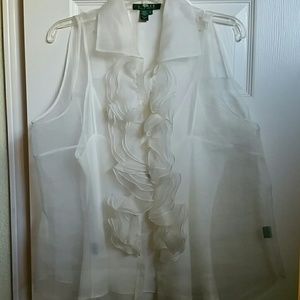 Ralph Lauren 2 piece sheer ruffled top with tank