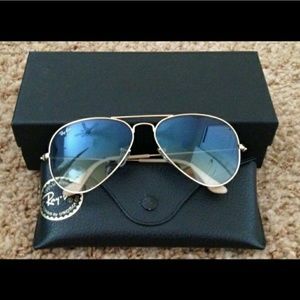 Ray-Ban blue to clear gradient  golden frames