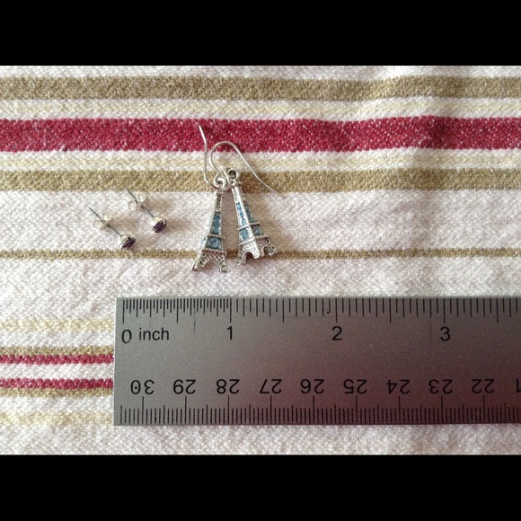 🔵Purple studs and Blue Eiffel Tower Earrings🔵