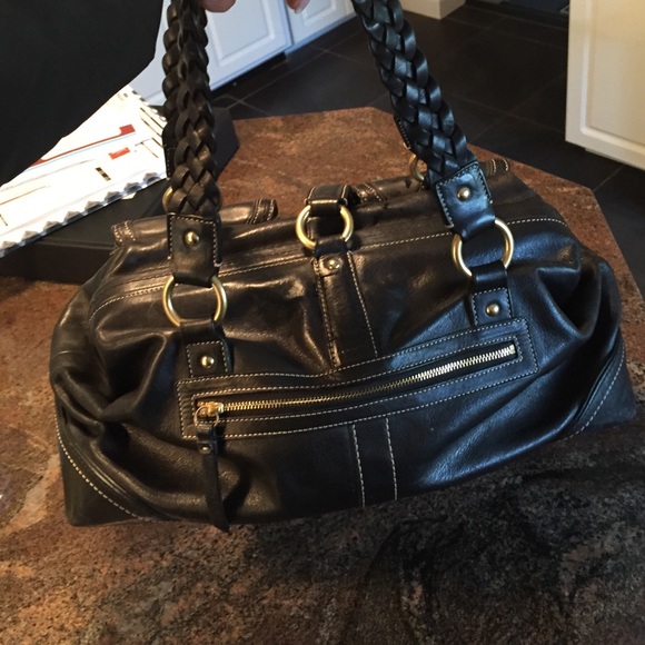 Black leather coach bag great condition