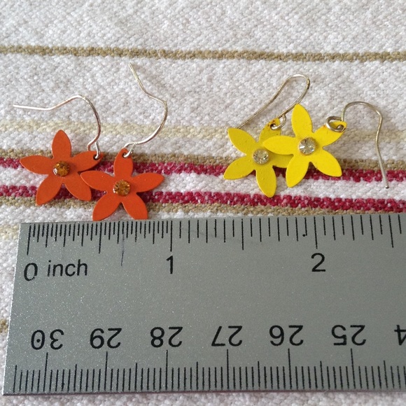 Orange and Yellow Flower Dangle Earrings