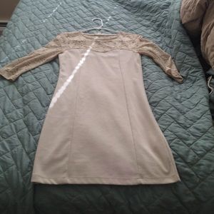 Forever 21 tan lace sleeved dress