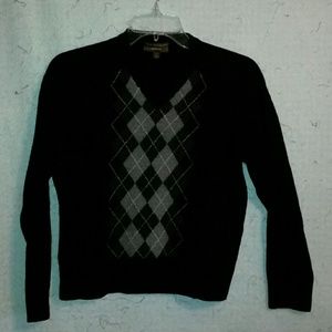 Black argyle sweater