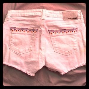 Big Star white denim shorts with Aztecs pocket