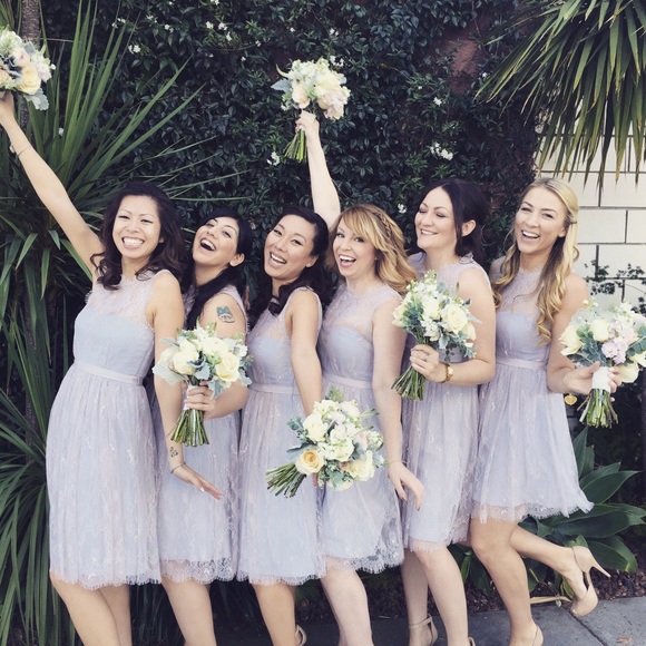 Bhldn Anthropologie Lace Mist Grey Celia Dress