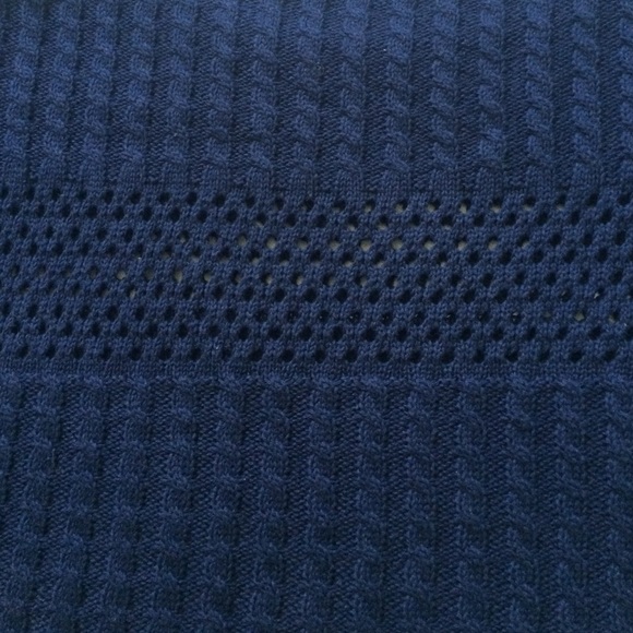 Navy Open-Knit Short Sleeve Sweater - Picture 3 of 3