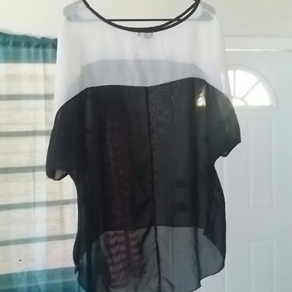 Sheer black and white blouse