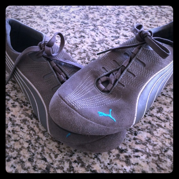 Puma Grey&Teal Low Profile Trainers