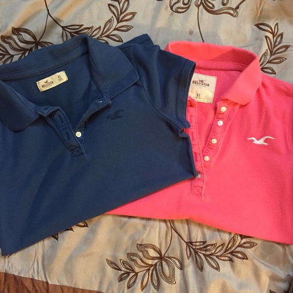 SOLD! Bundle of hollister polos/ tops pink & blue
