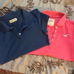 SOLD! Bundle of hollister polos/ tops pink & blue
