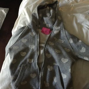 Victoria's Secret PINK grey heart hoodie bling XS