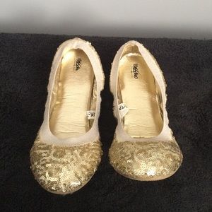 Gold sequin ballerina flats size 9