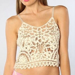 Free People battenburg studded beaded cami top
