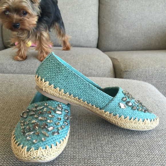 Mint jeweled shoes