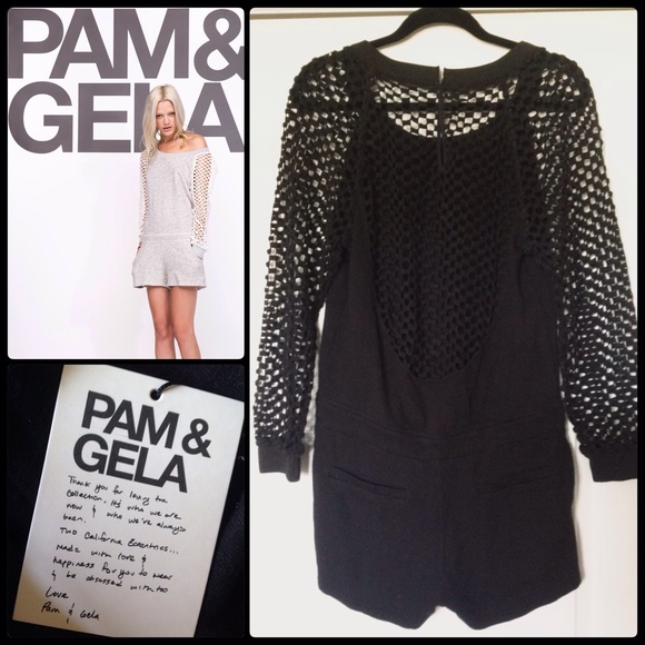 SOLD🚫 PAM & GELA 🏁 Sweat & Net Romper. NWT. - Picture 2 of 2