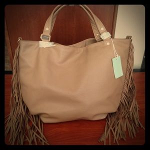 NWT Deux Lux Vegan Leather Fringe Tote/Handbag!
