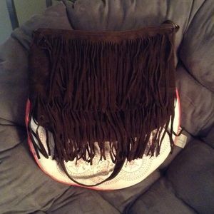 Brown boho fringe purse