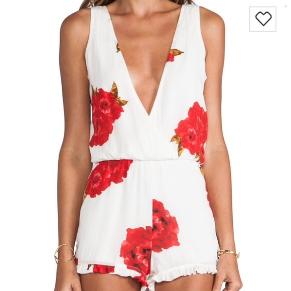 Red floral romper - Picture 4 of 4