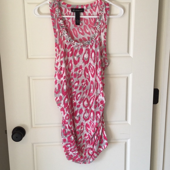 INC PINK & GRAY LEOPARD PRINT TOP