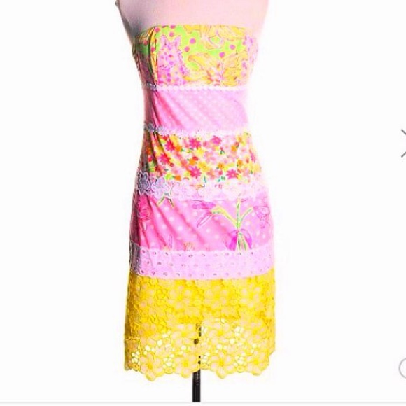 Lilly Pulitzer strapless floral embroidered dress
