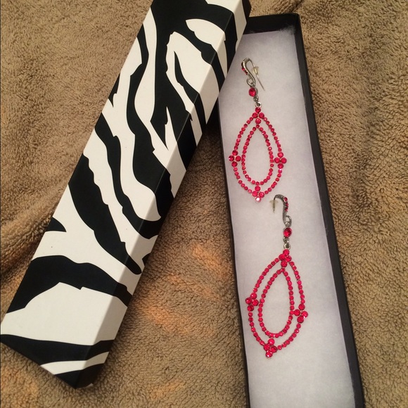 Ruby Red Rhinestone Earrings ❤️ - Picture 2 of 3