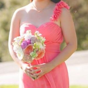 Coral/pink sweetheart one strap dress