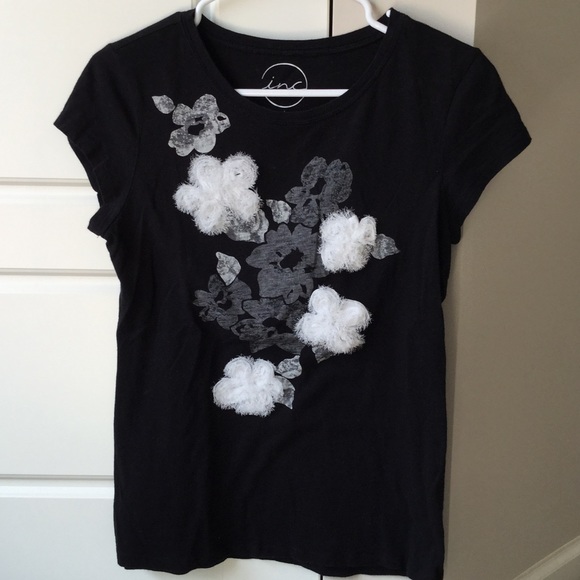 INC Black Flower Tee