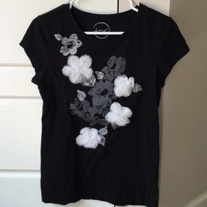 INC Black Flower Tee