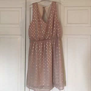 Tan Polka-Dot Dress with Back Cut-Out