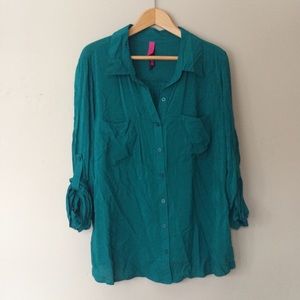 Teal Button Up Blouse