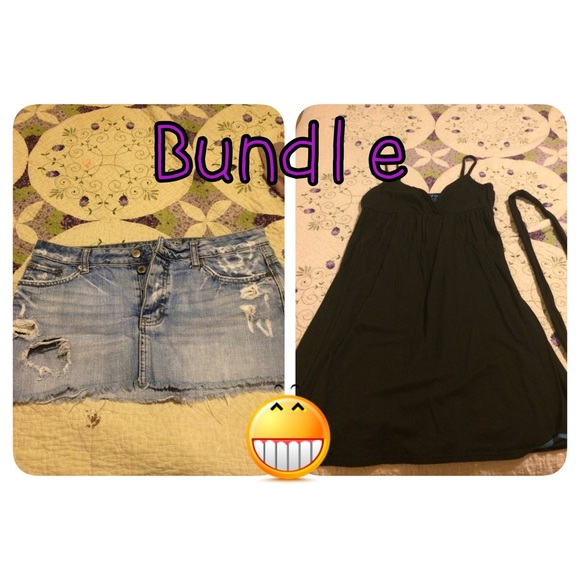 A&E Jean skirt N Black maxi dress