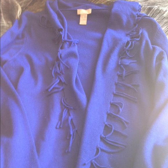 Chicos blue grotto fringe sweater great 4 spring