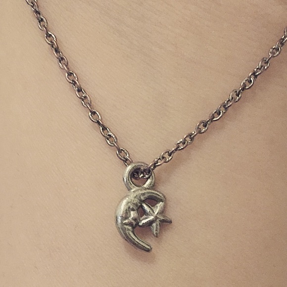 Tiny moon and star charm necklace