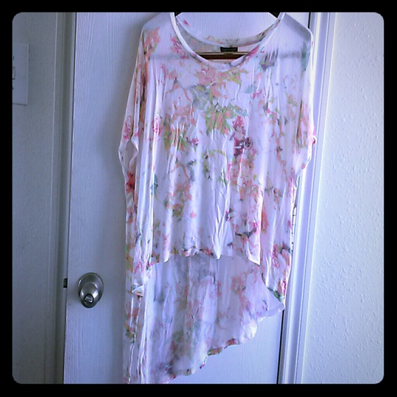 Topshop assymetrical floral top/ blouse sz 3