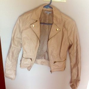 Beige faux leather jacket