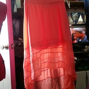 Lacey high low coral skirt