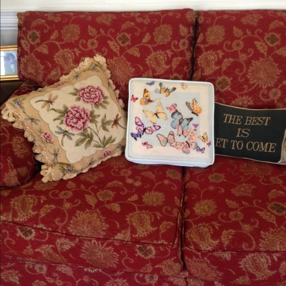 Handmade Cross-stitch square throw pillow ❤️💕