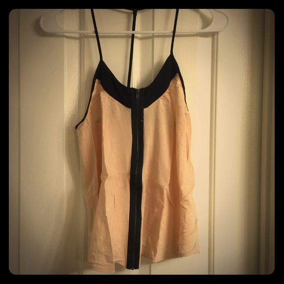 Nude and black trim top