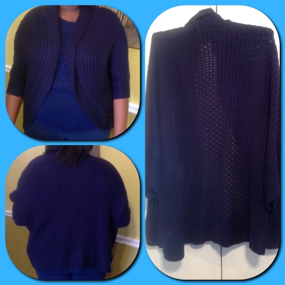 Navy Cropped Knitted Jacket NWOT