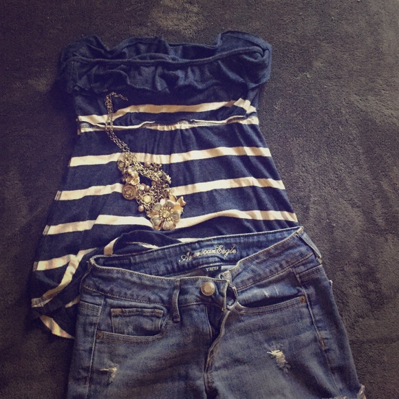 Strapless striped shirt