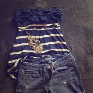 Strapless striped shirt